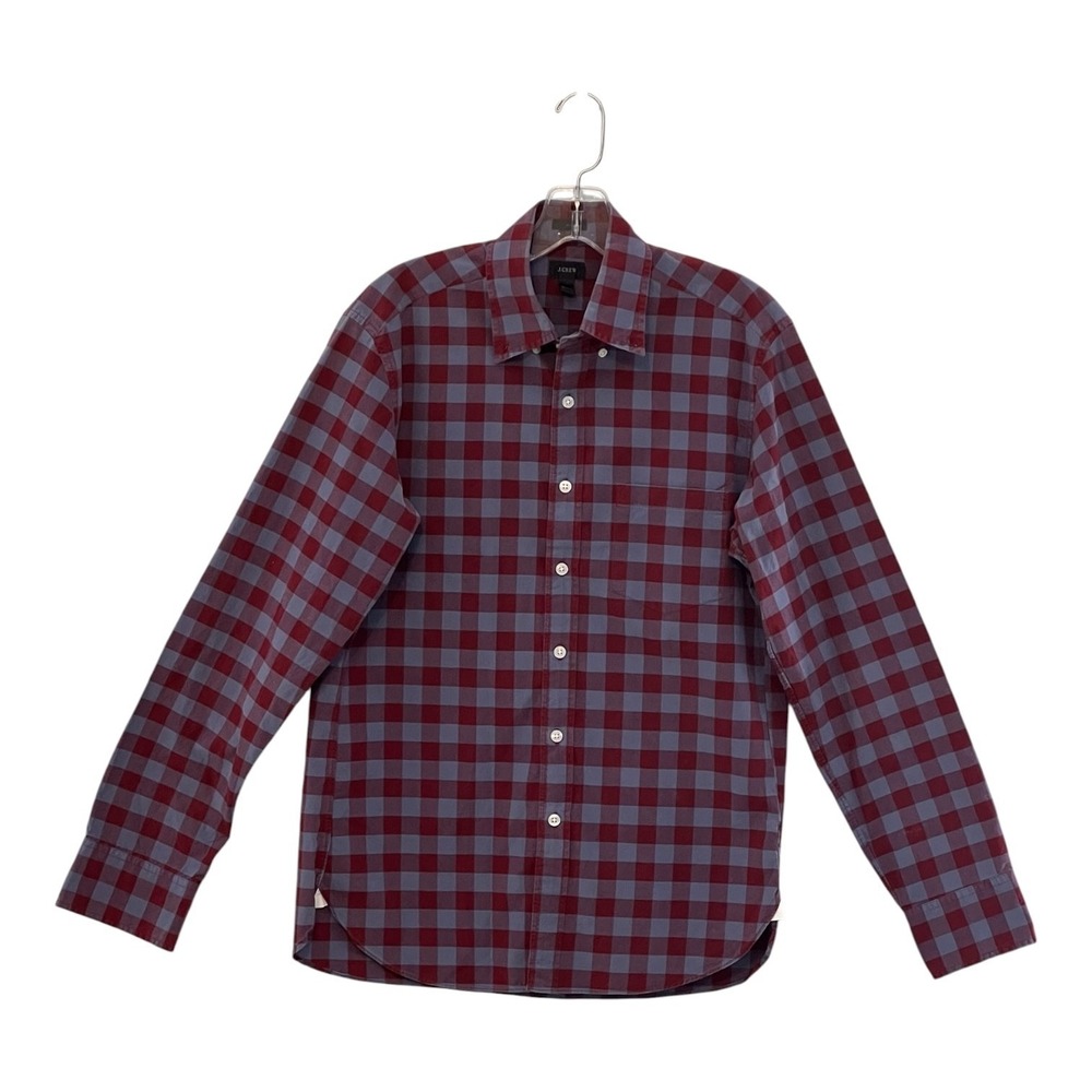 J.Crew Slim Fit Red Blue Plaid Check Button Down Shirt Men's Medium Long Sleeve‎